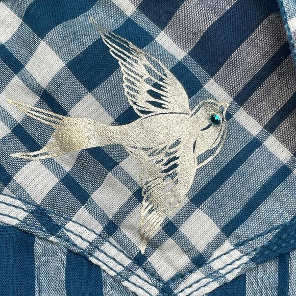 Schmidt Workwear Shirt Womens XL Plaid Western Pearl Snap Bird Embroidered - Picture 5 of 9